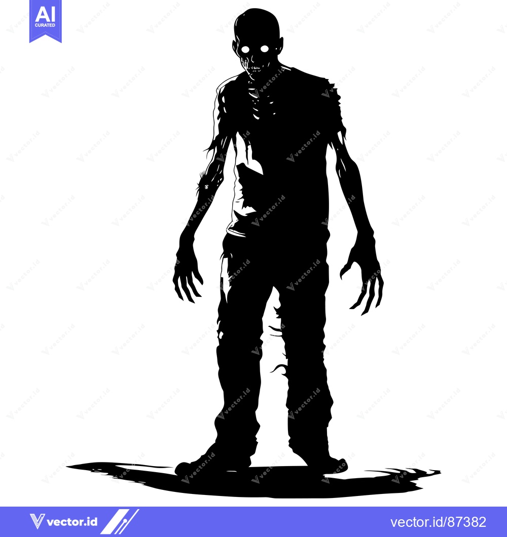 Premium Vector of Silhouette of a Zombie with White Eyes and Claws