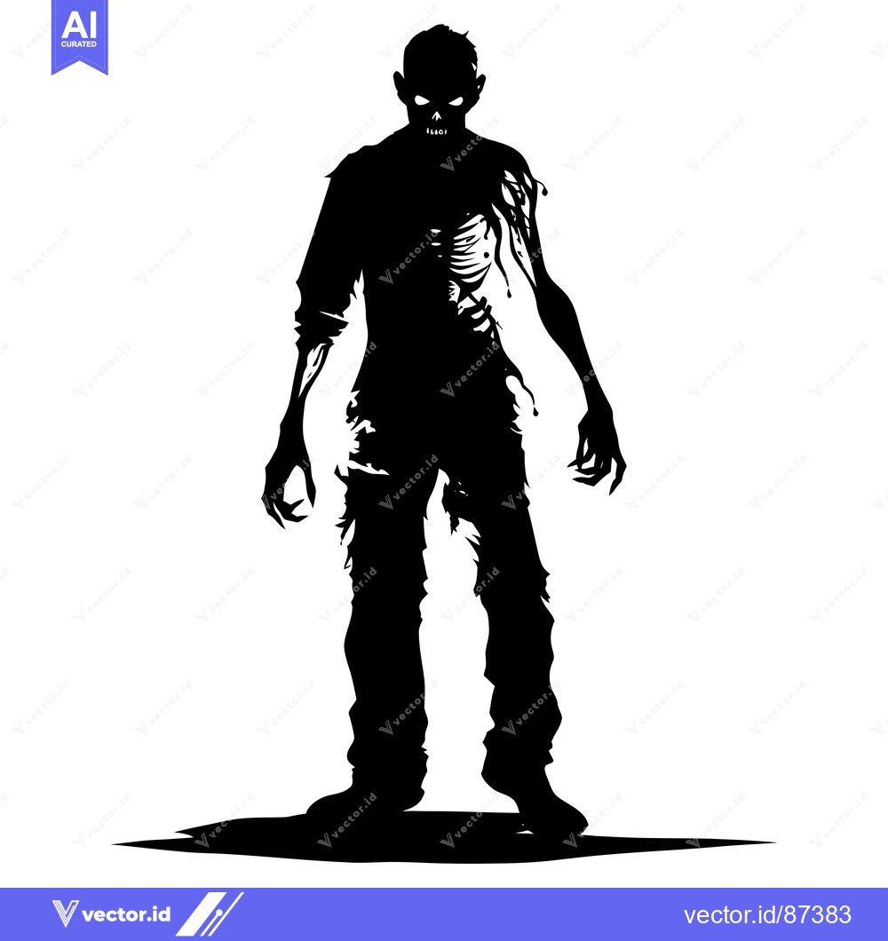 Premium Vector of Silhouette of a Decaying Zombie with Exposed Ribs
