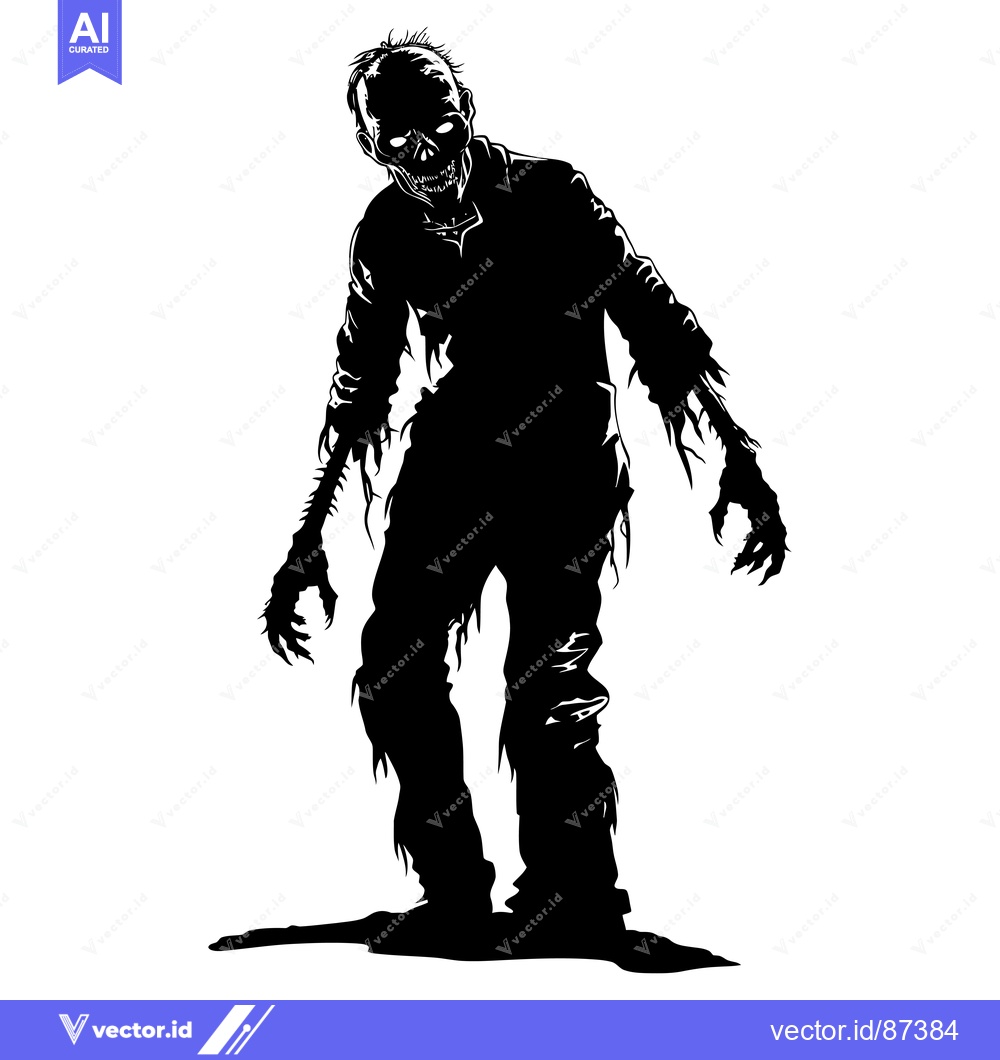 Premium Vector of Silhouette of a Walking Zombie with Claws