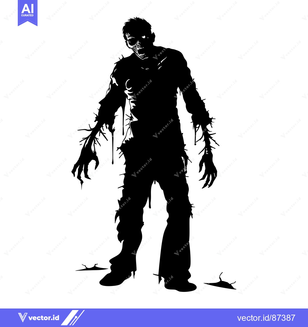 Premium Vector of Silhouette of a Decaying Zombie with Bloody Hands