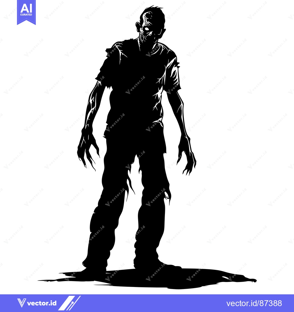 Premium Vector of Silhouette of a Walking Zombie with Claws and Torn Clothing