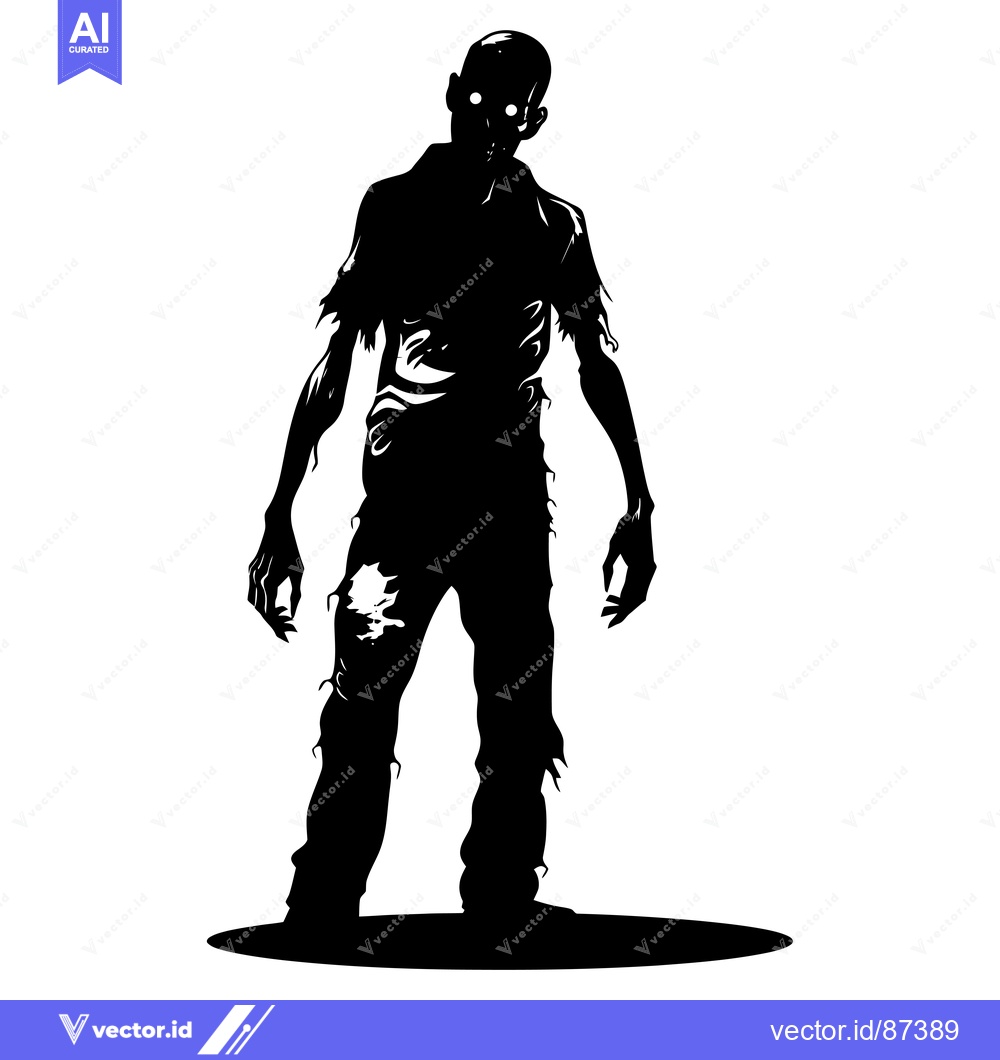 Premium Vector of Silhouette of a Zombie with Glowing Eyes