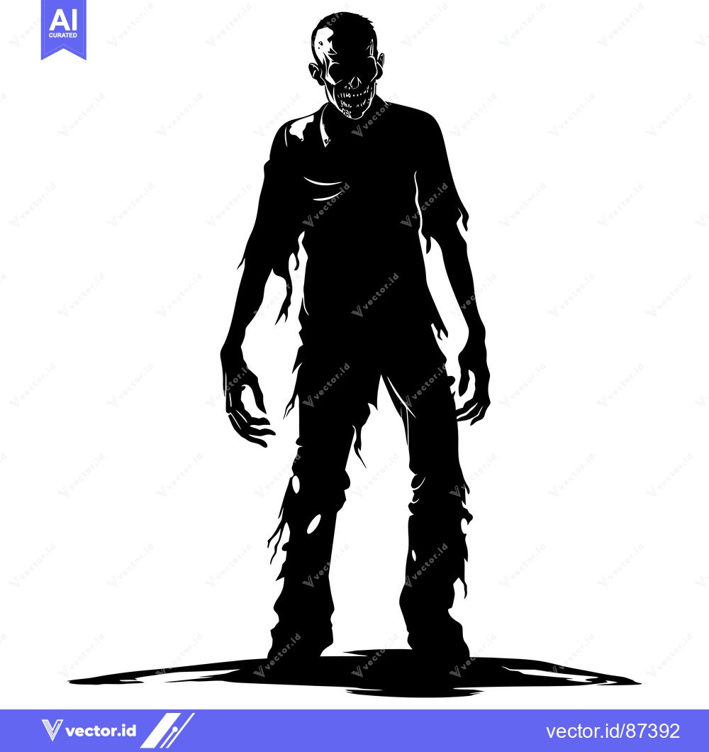 Premium Vector dari Silhouette of a Zombie with Ripped Clothing