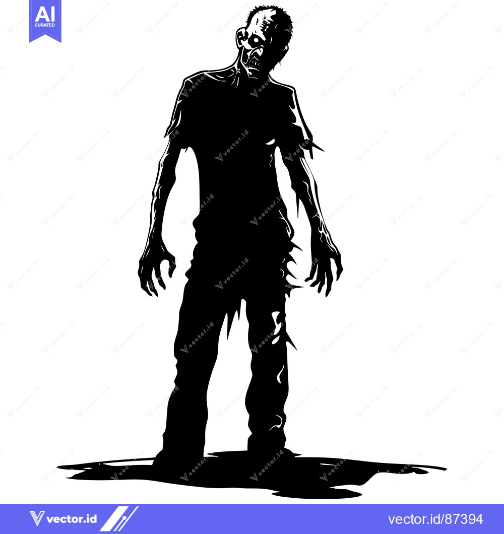 Premium Vector dari Black and White Silhouette of a Zombie with Claws