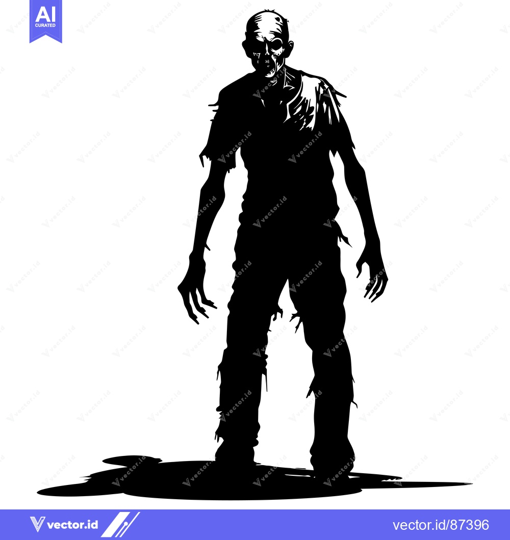 Premium Vector of Silhouette of a Standing Zombie with Clawed Hands