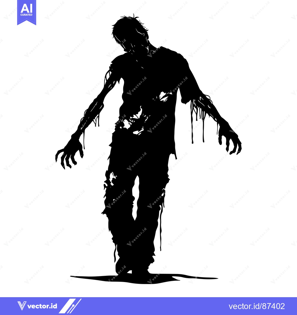 Premium Vector dari Silhouette of a Decaying Zombie with Dripping Flesh