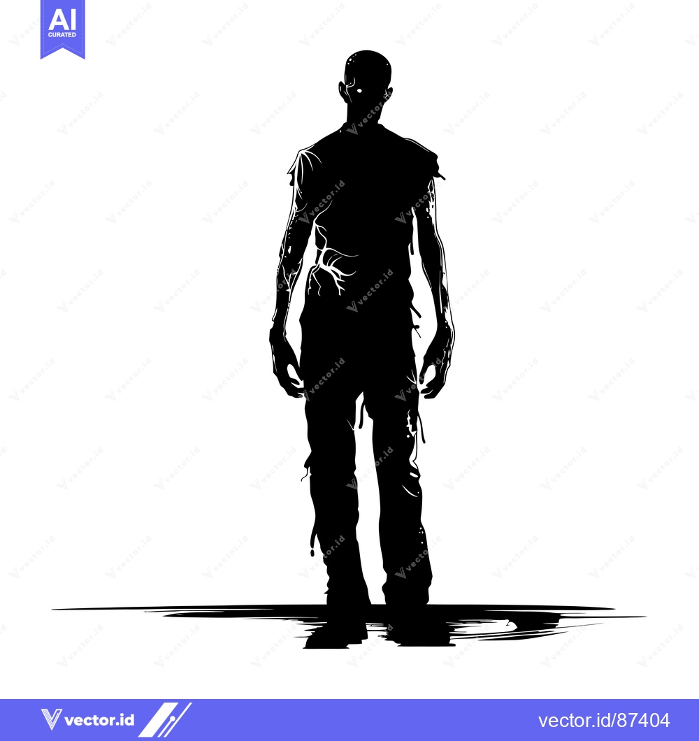 Premium Vector dari Silhouette of a Decaying Zombie with Visible Veins