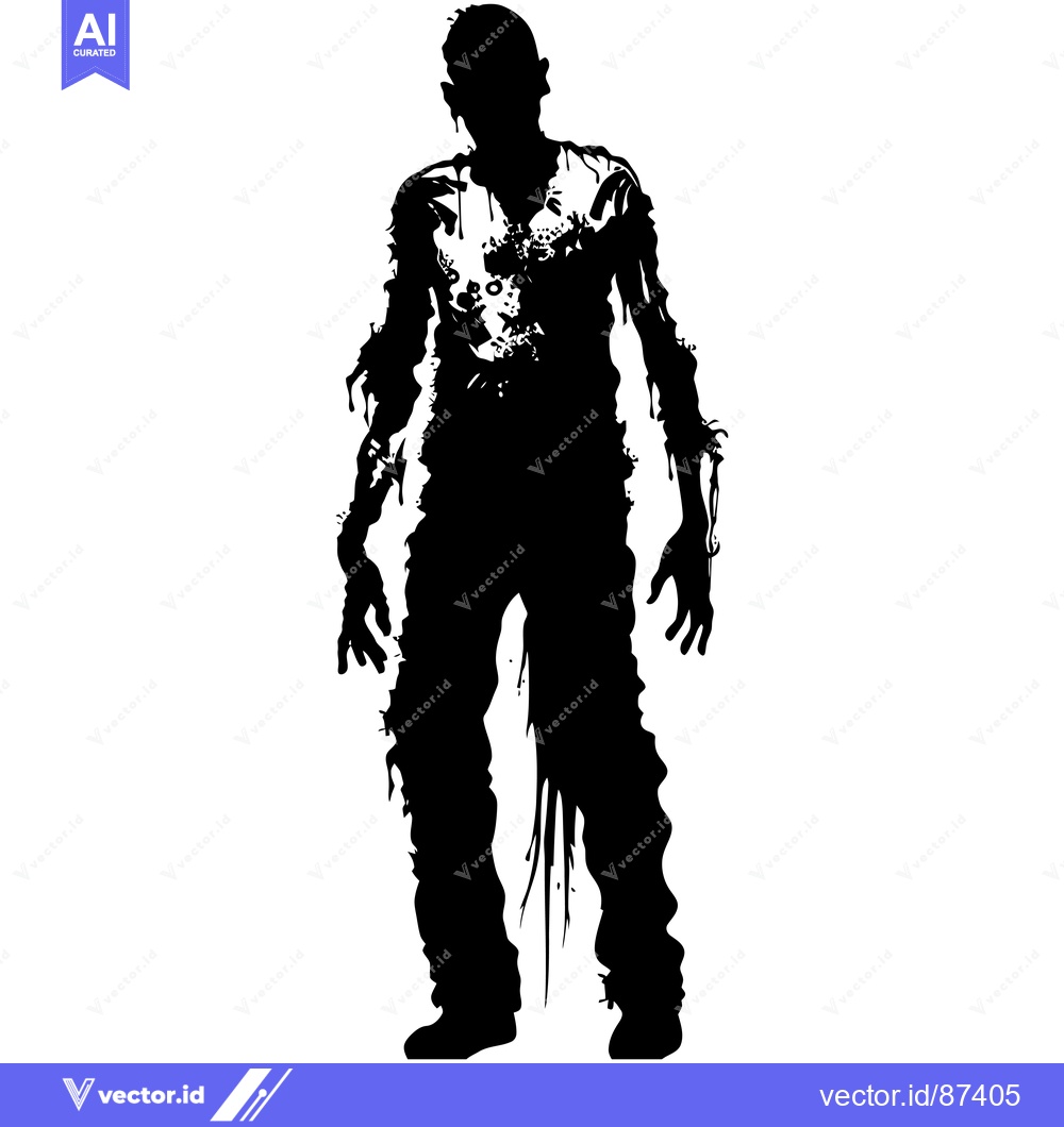 Premium Vector dari Silhouette of a Decaying Zombie with Dripping Blood
