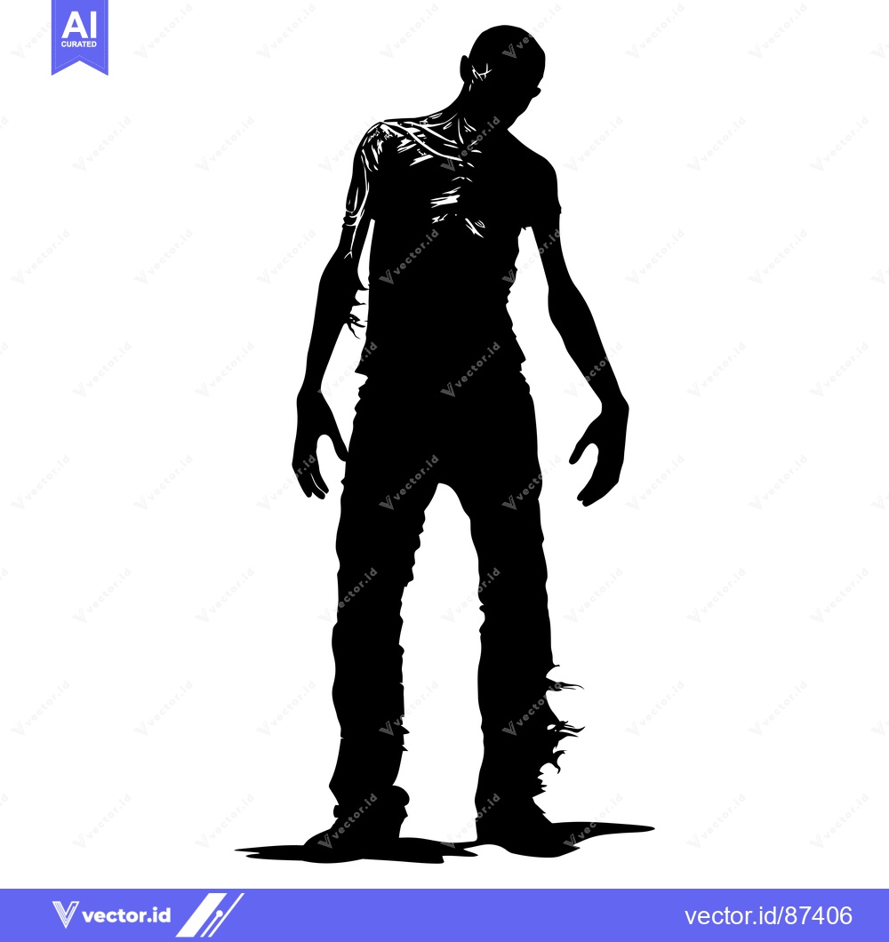 Premium Vector of Silhouette of a zombie with torn clothes