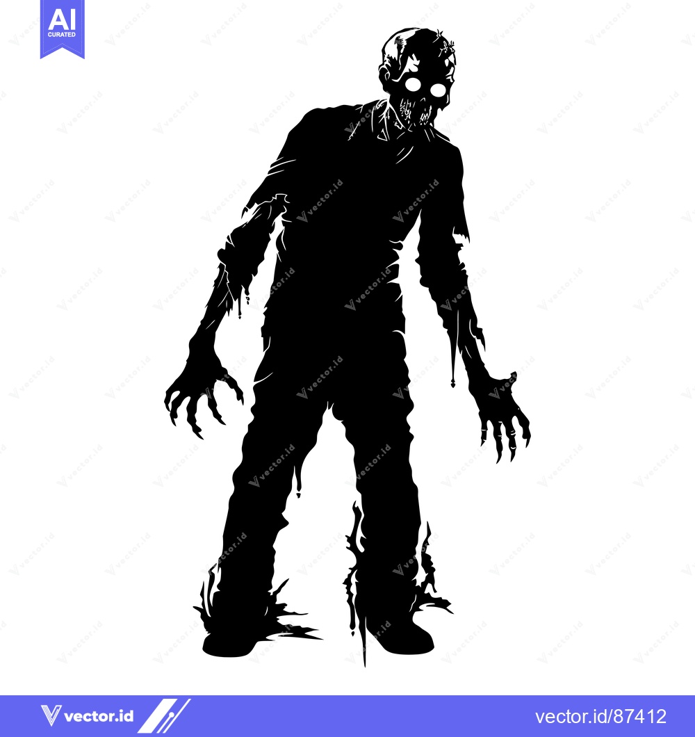 Premium Vector dari Silhouette of a Decaying, Walking, Grotesque Zombie