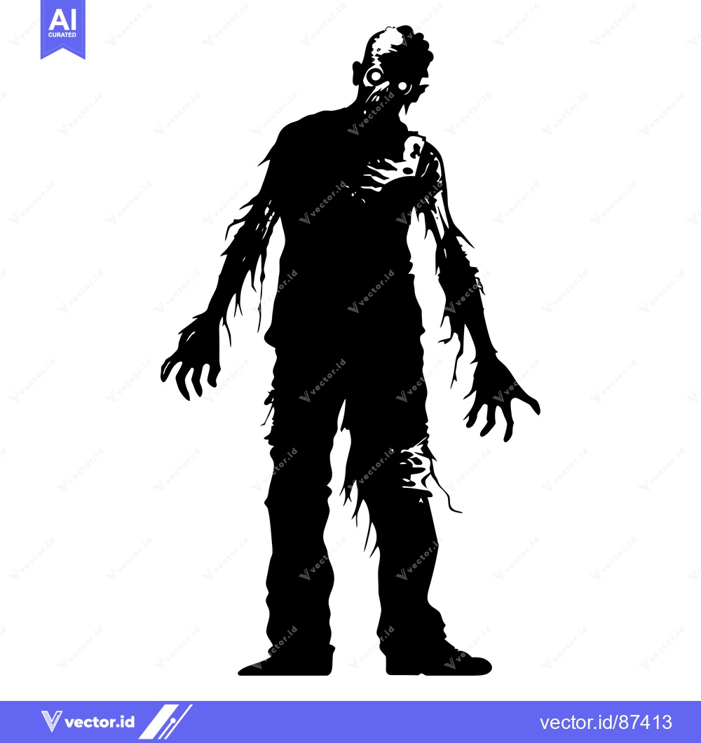 Premium Vector dari A Silhouette of a Decaying Zombie with Exposed Bones