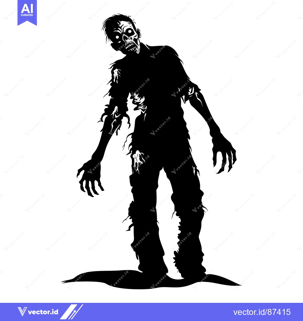 Premium Vector of Silhouette of a Decaying Zombie with Fleshless Arms