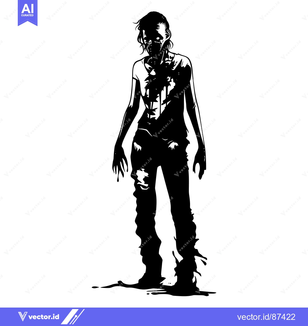 Premium Vector dari Silhouette of a Decaying Zombie Woman