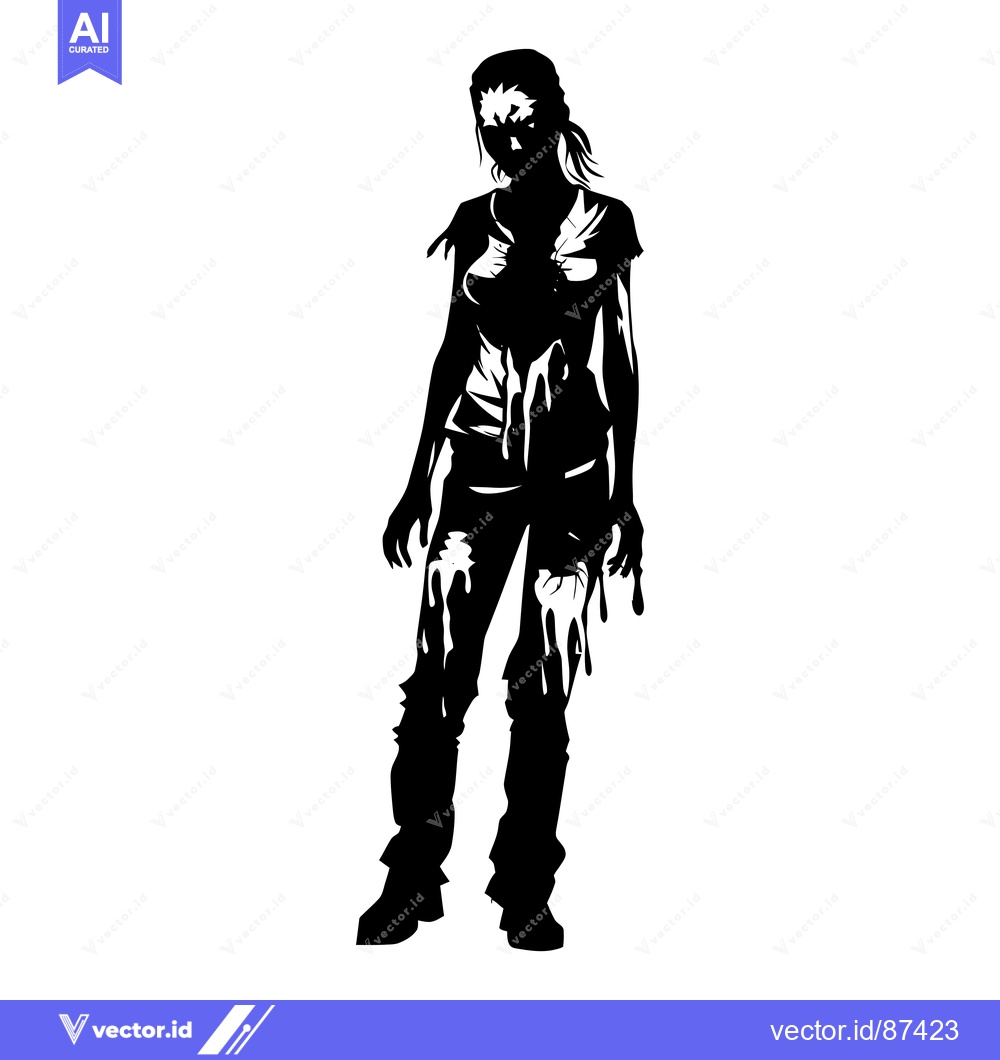 Premium Vector dari Silhouette of a Bloody Female Zombie