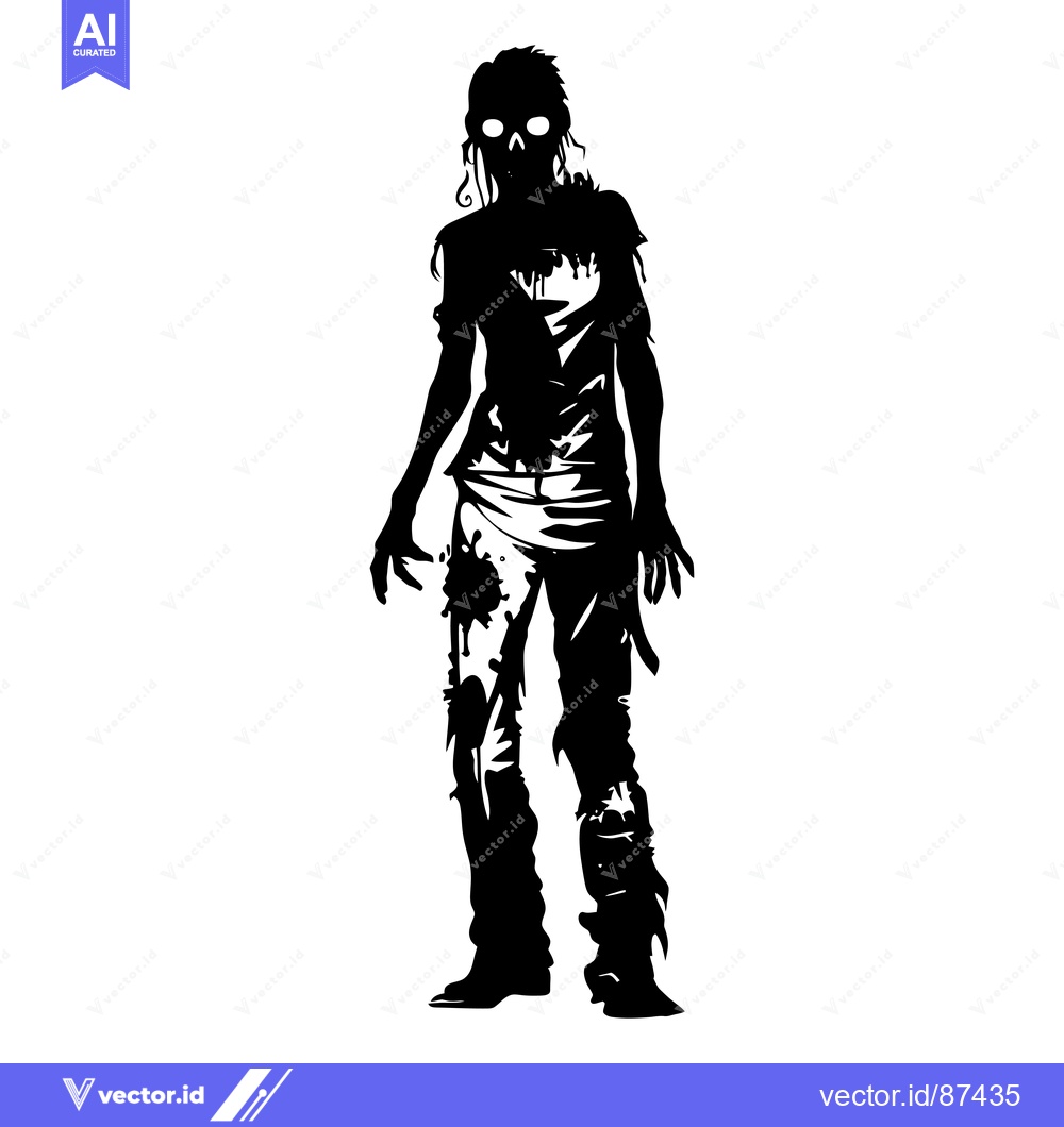 Premium Vector dari Silhouette of a Female Zombie with White Eyes