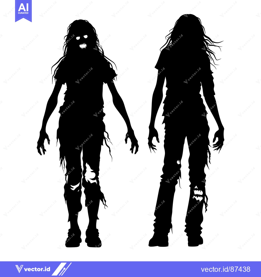 Premium Vector of Silhouettes of Two Zombies Walking with Their Arms Outstretched