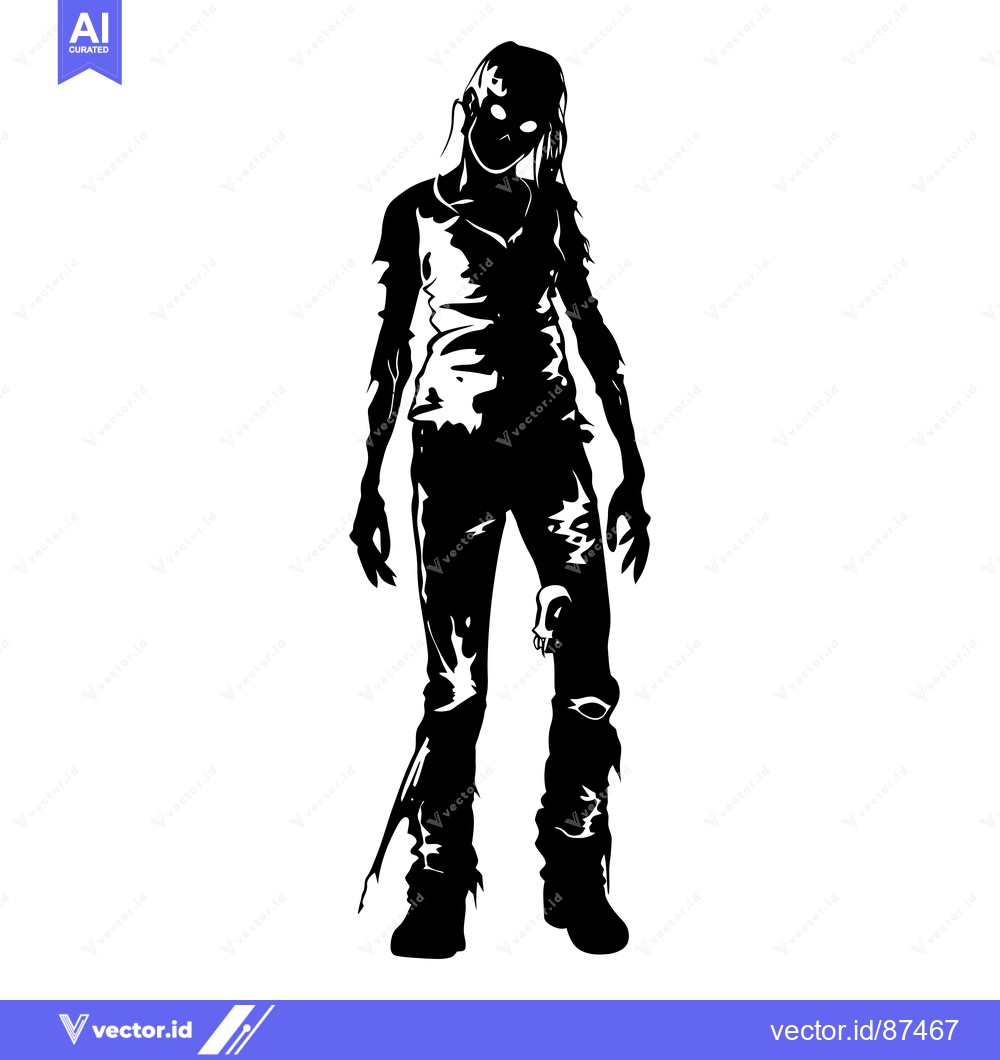 Premium Vector of Silhouette of a Zombie Woman with Glowing Eyes