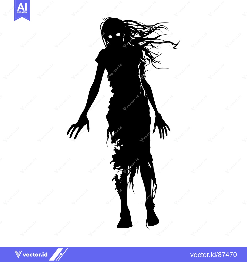 Premium Vector of Silhouette of a Glowing-Eyed Female Ghost