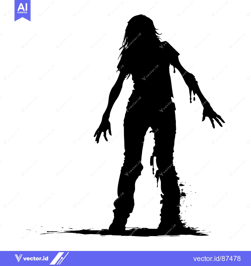 Premium Vector of Silhouette of a Female Zombie with Dripping Blood