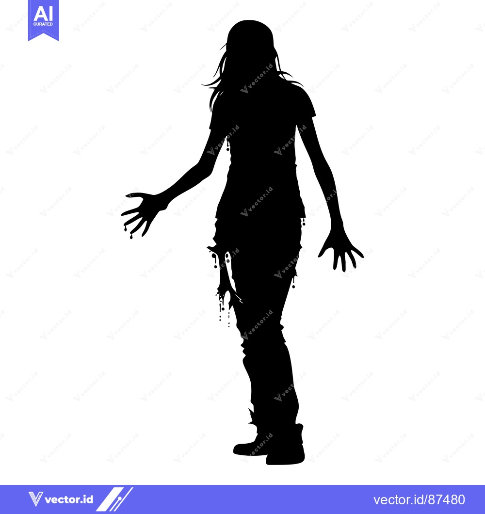 Premium Vector of Silhouette of a Bloody Female Zombie Walking