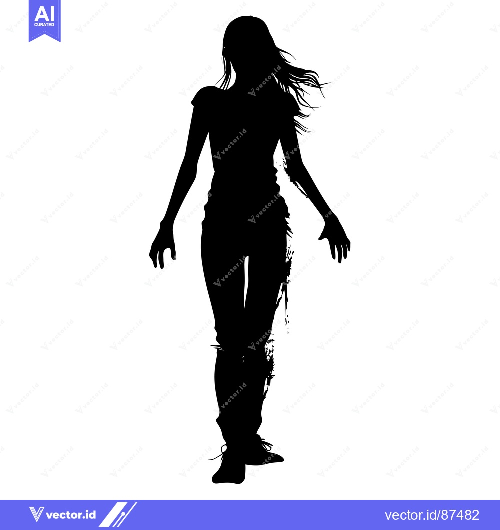 Premium Vector of Silhouette of a Woman with Long Hair and Black Clothing