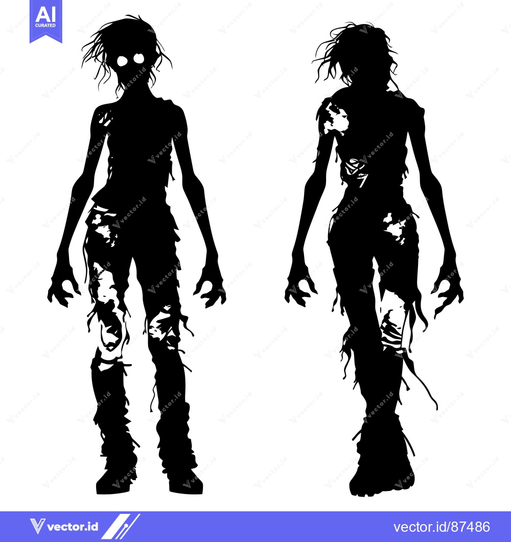 Premium Vector dari Two Silhouettes of Decayed Female Figures with Distinctive Facial Feat