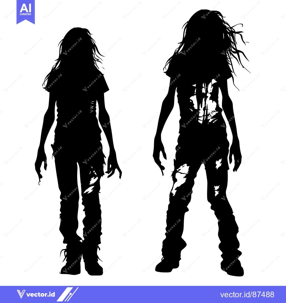 Premium Vector of Two Female Silhouettes in Casual Clothing