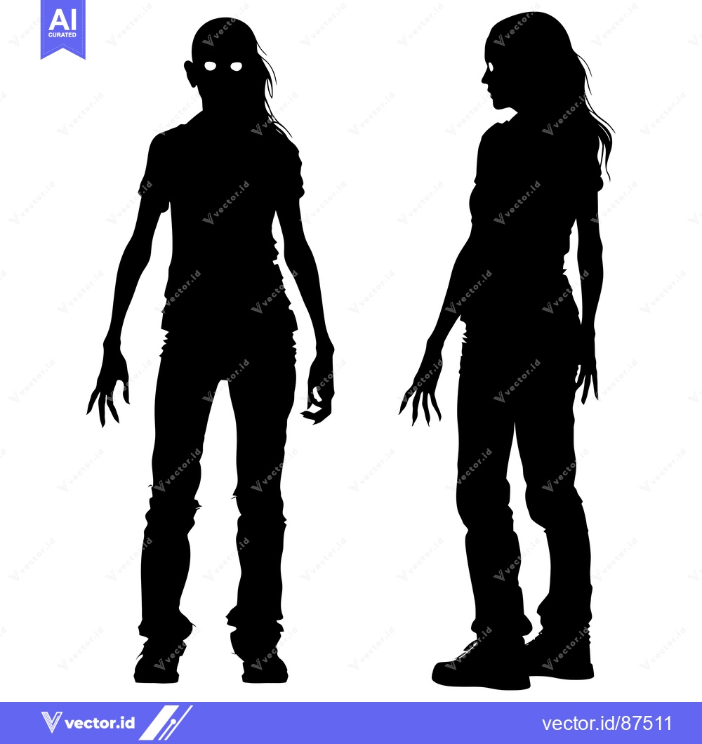 Premium Vector dari Black and White Silhouettes of Two Figures with Glowing Eyes