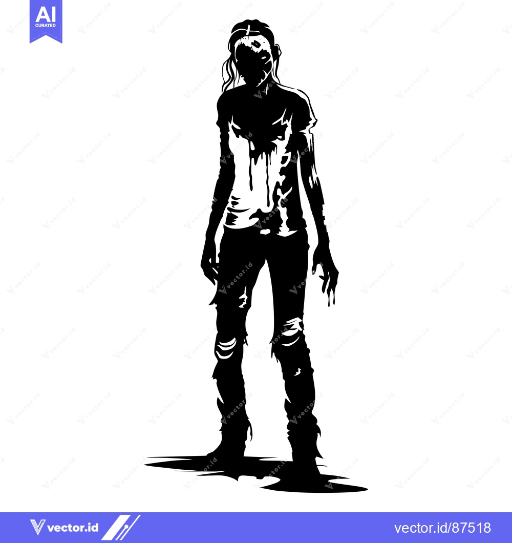 Premium Vector dari Silhouette of a Female Zombie Walking