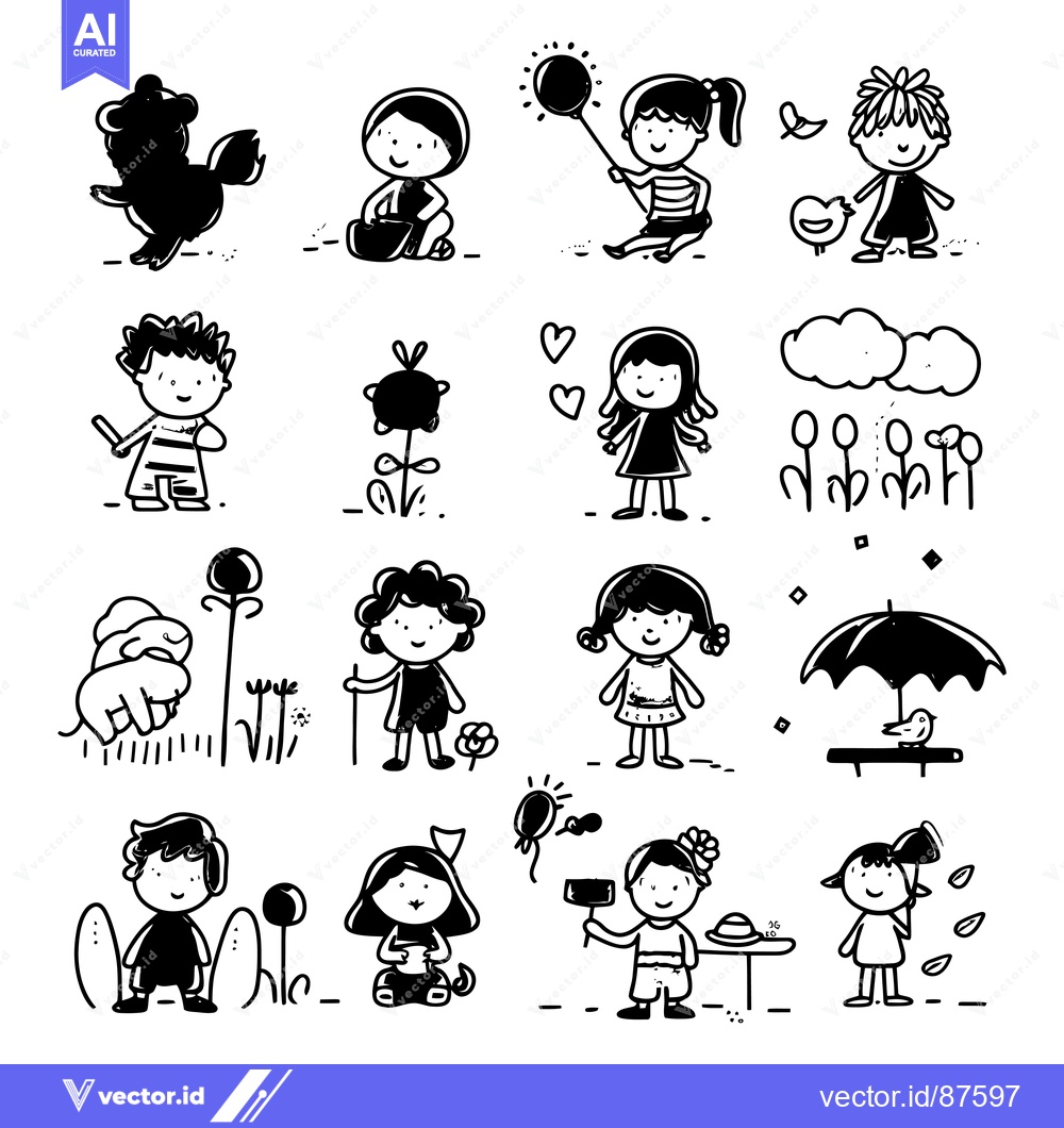 Premium Vector dari Hand-Drawn Illustrations of Children Engaging in Various Activities