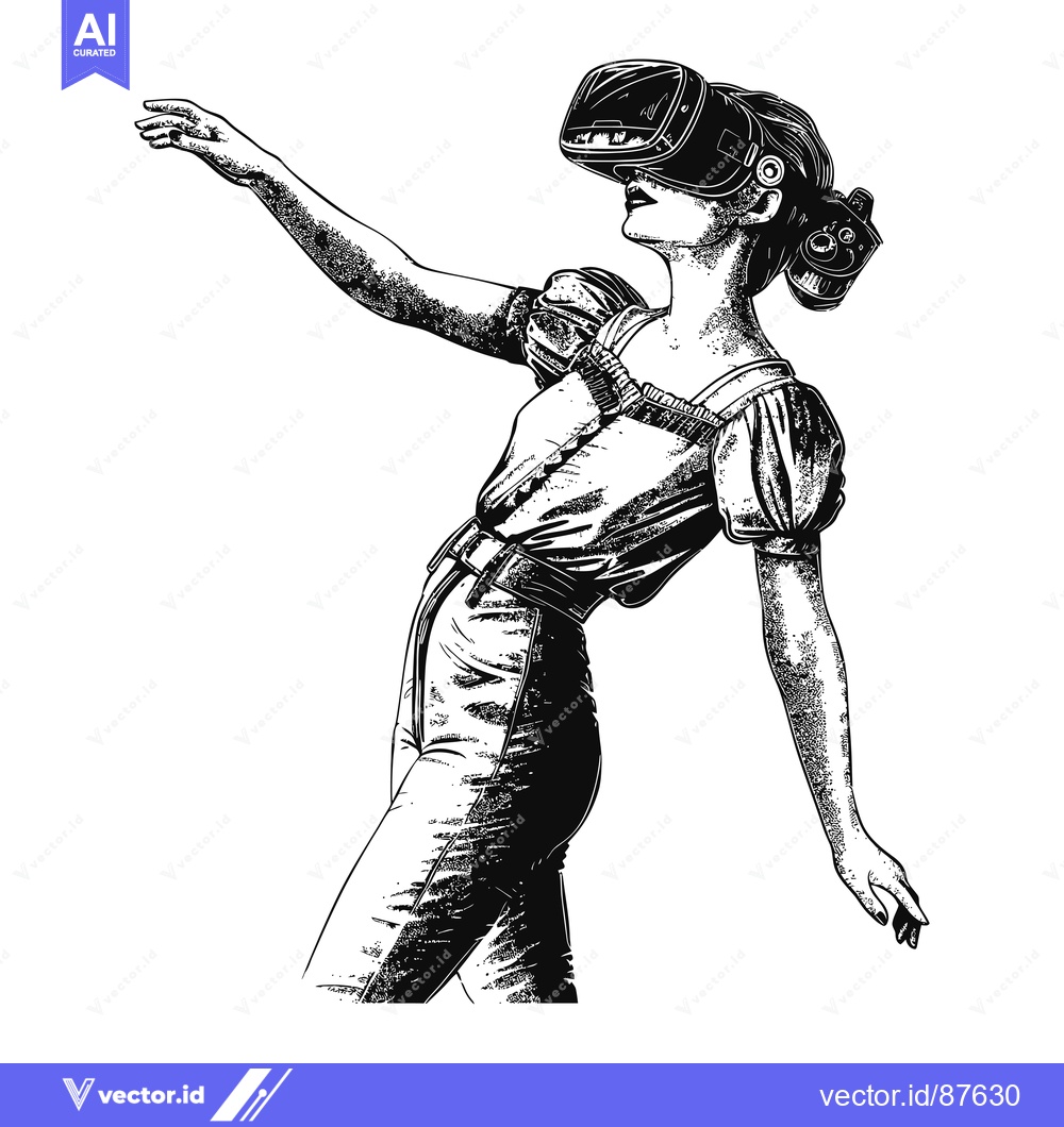 Premium Vector dari Woman in Virtual Reality Headset Reaching Out