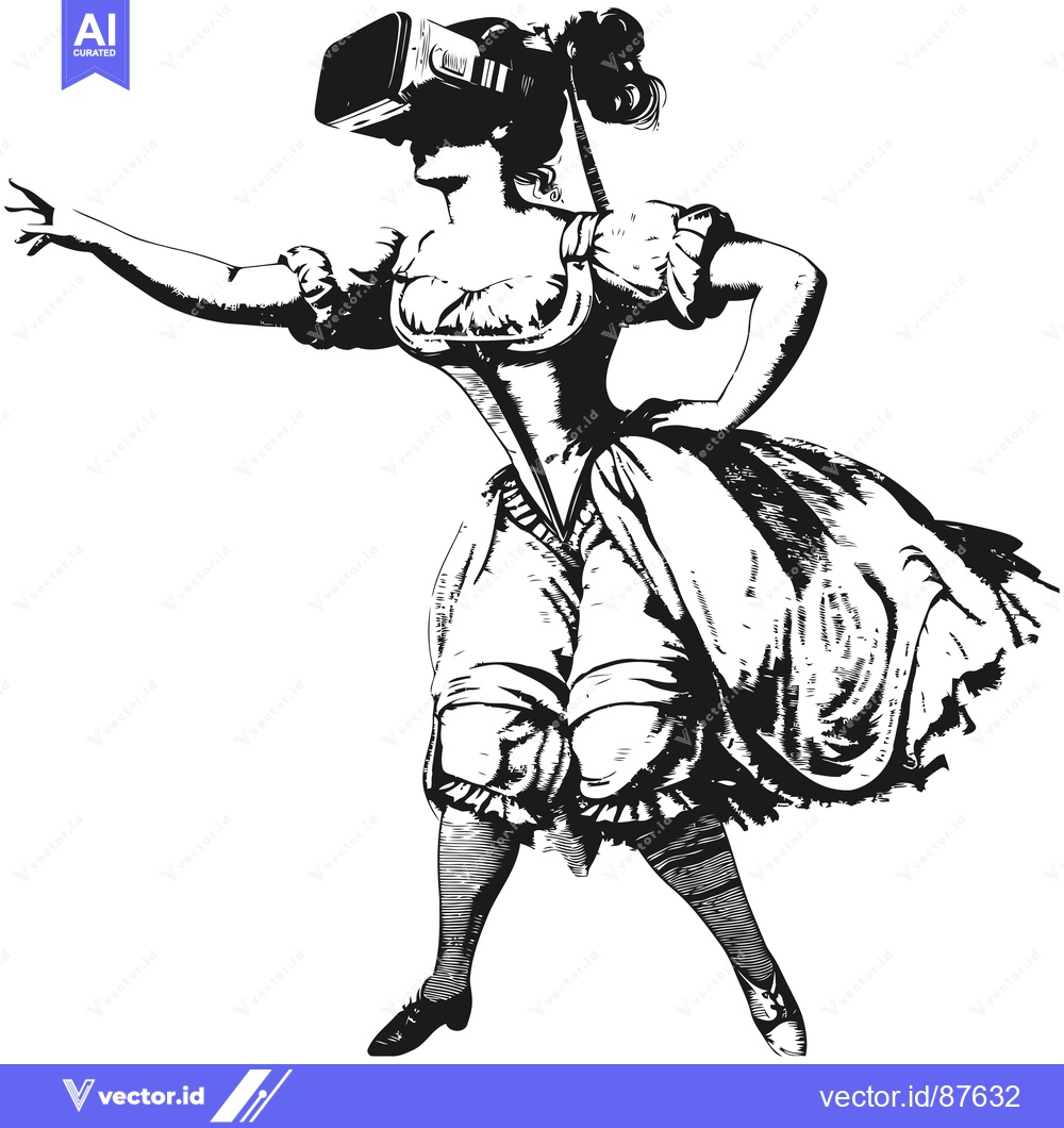 Premium Vector of A Woman in a Dress Wearing Virtual Reality Glasses