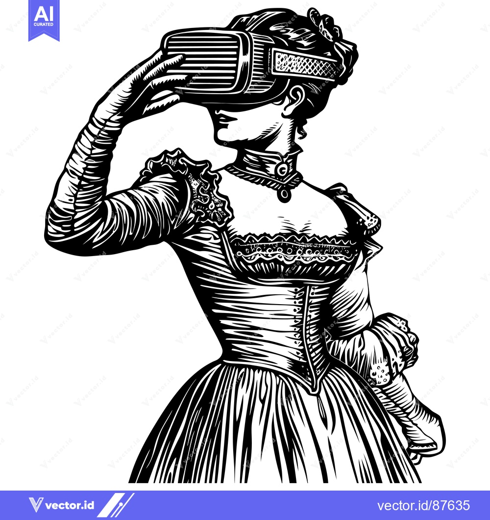 Premium Vector dari A Victorian Woman Experiencing Virtual Reality