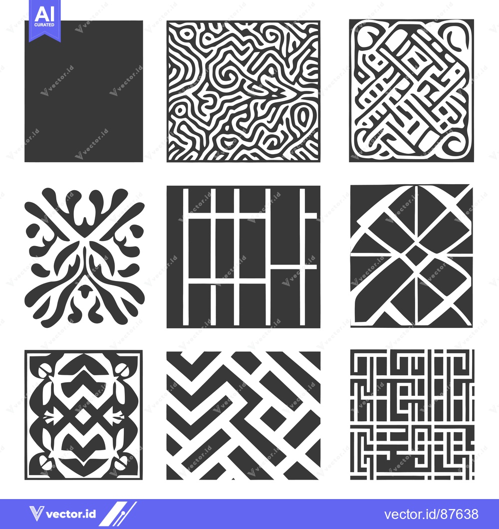 Premium Vector dari Nine Abstract Black and White Geometric Tile Patterns