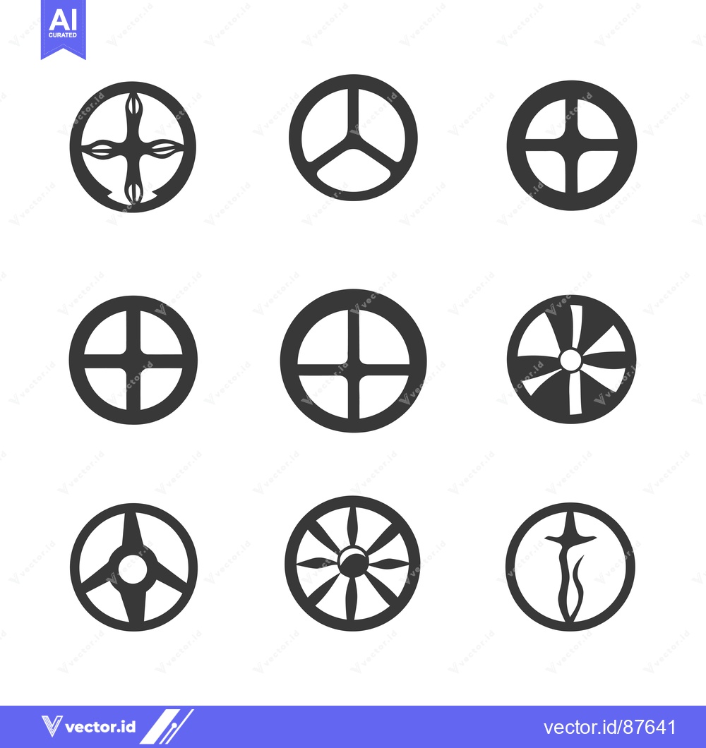 Premium Vector of Nine Abstract Circular Symbols with Geometric Patterns