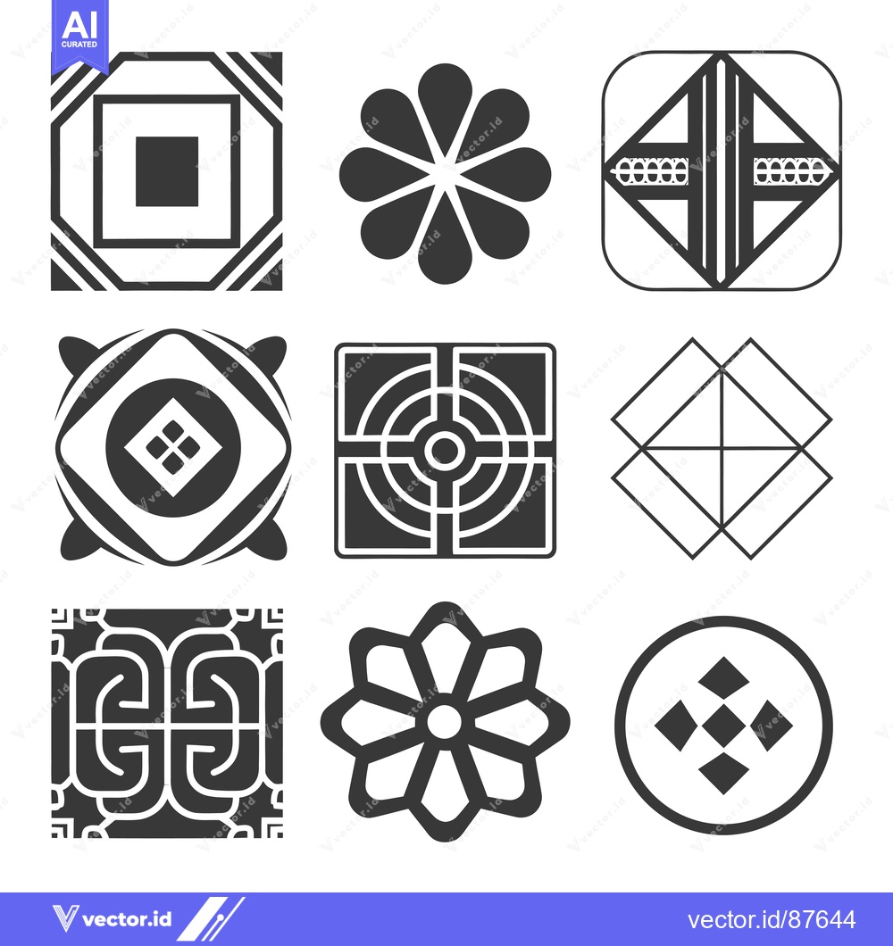 Premium Vector dari Nine Abstract Geometric Patterns in Black and White