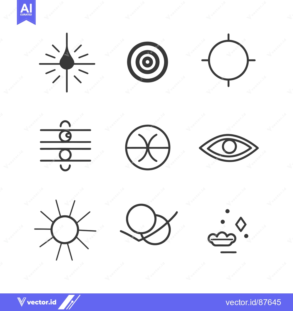 Premium Vector of Nine Abstract Geometric Shapes and Symbols