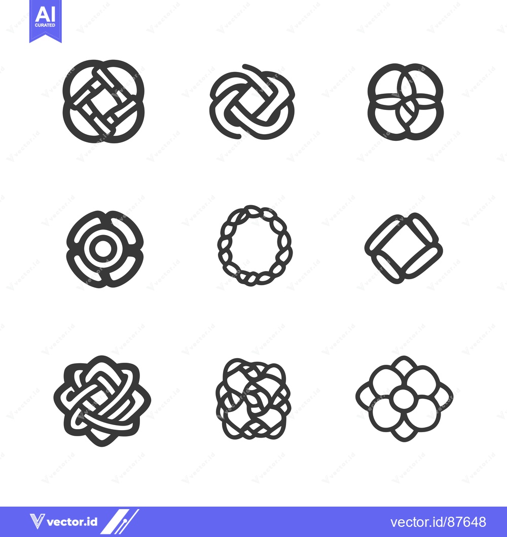 Premium Vector dari Nine Abstract Geometric Shapes with Interlocking Lines