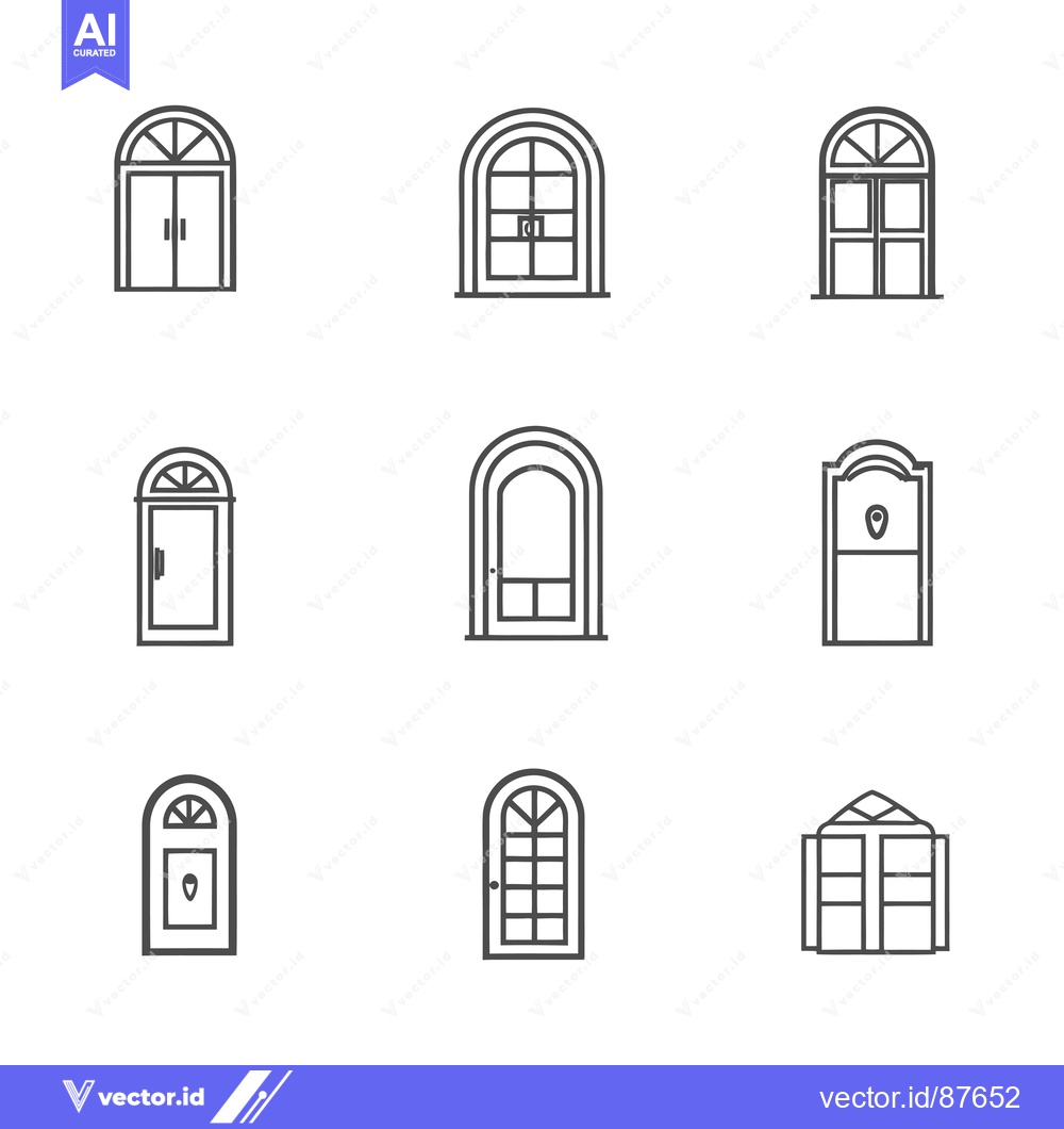 Premium Vector dari Nine Arched Doorway and Window Icons