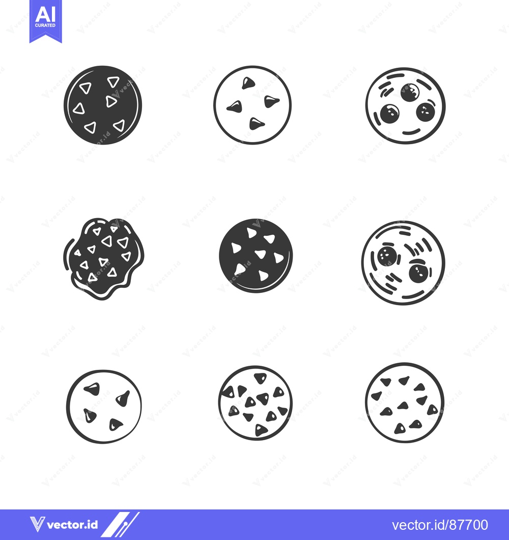 Premium Vector dari Nine Black and White Circular Cookie Icons with Different Shapes