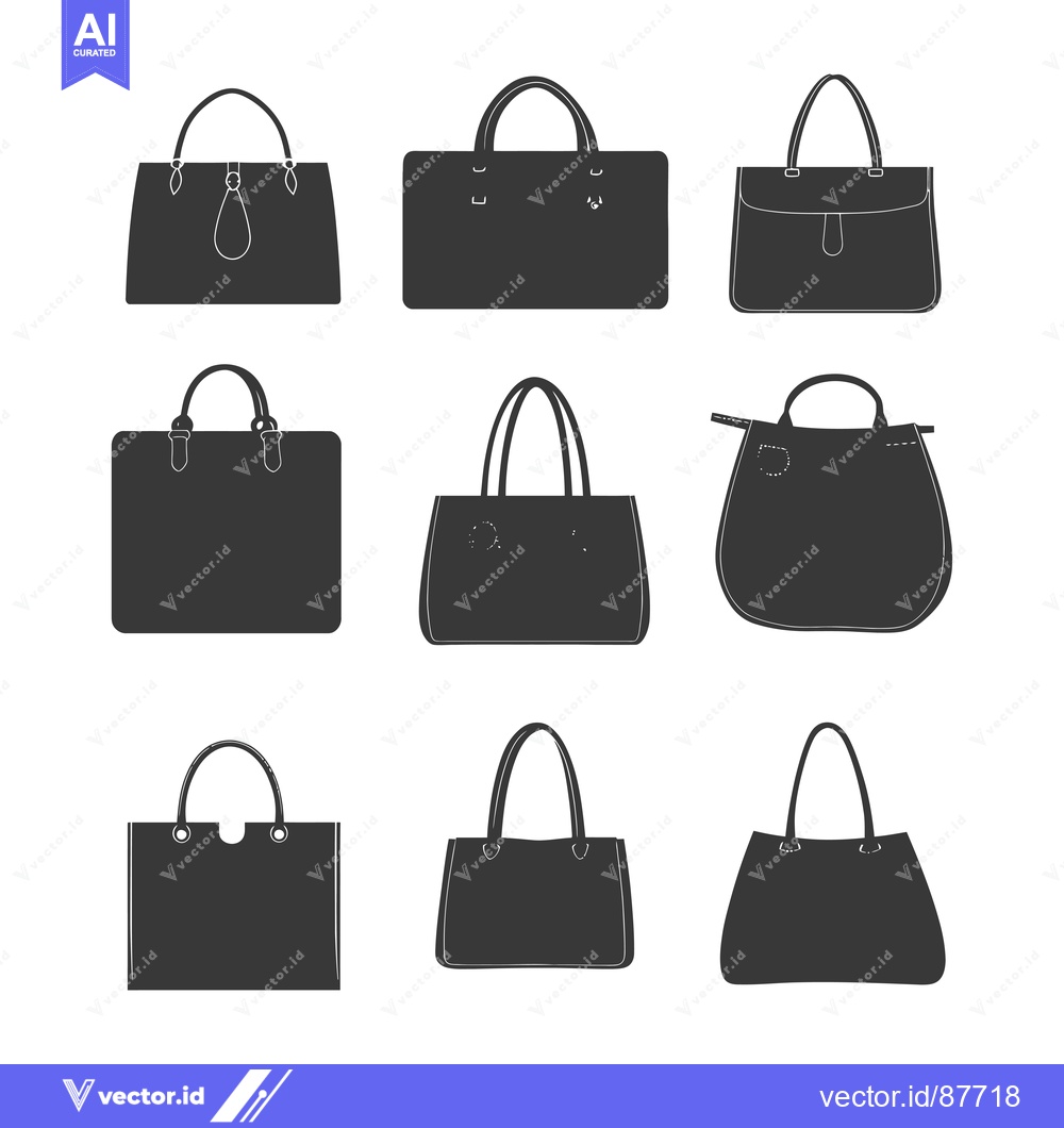 Premium Vector dari Nine Black and White Handbag Silhouettes