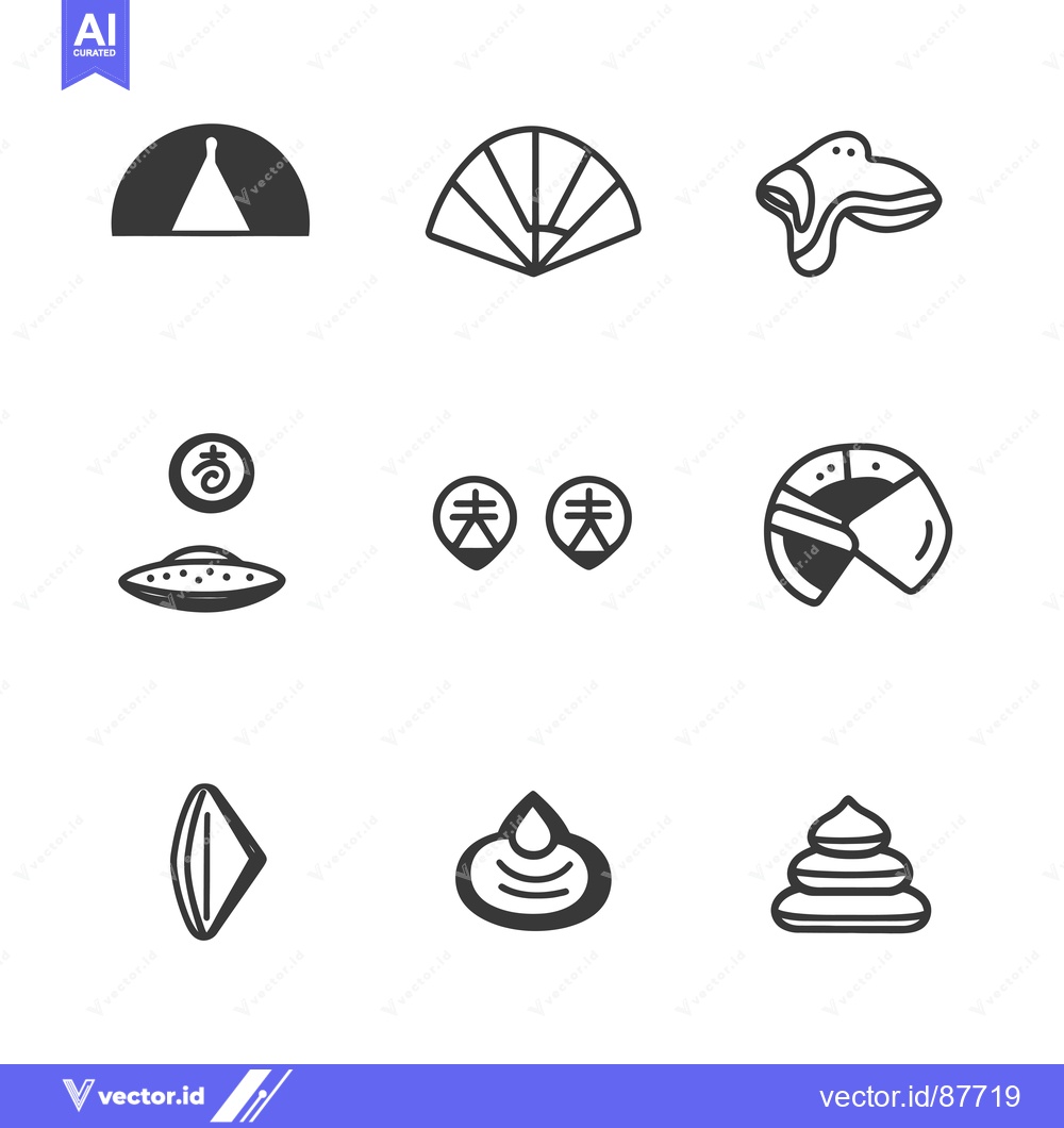 Premium Vector dari Nine Black and White Hand-Drawn Icons on a White Background