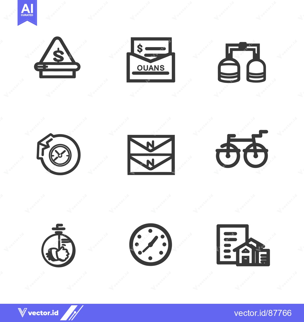 Premium Vector dari Nine Black and White Line Icons Representing Various Concepts