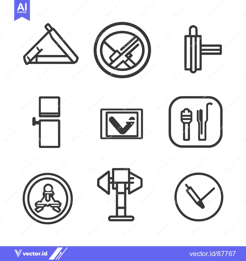 Premium Vector of Nine Black and White Line Icons with Various Symbols