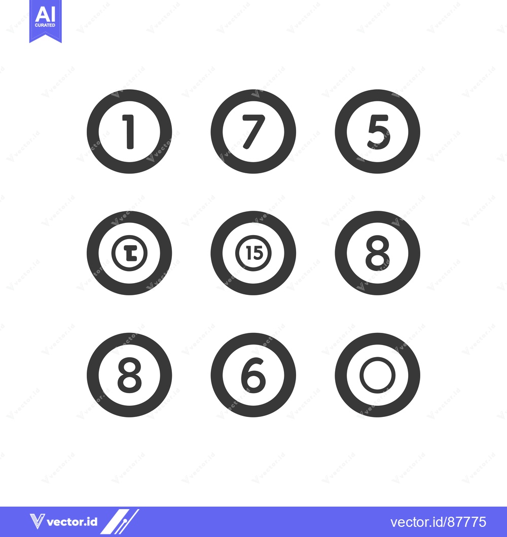 Premium Vector dari Nine Black and White Numbered Circles