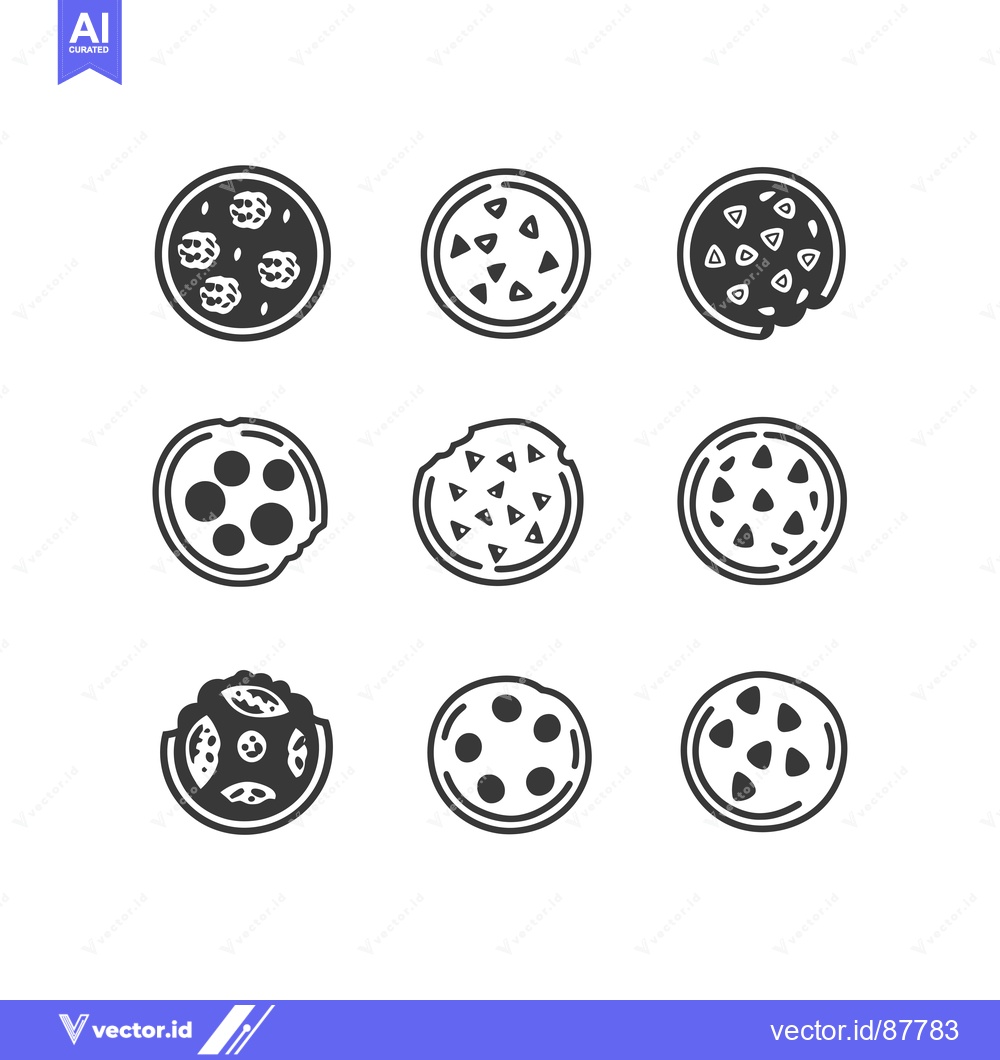 Premium Vector dari Nine Black and White Pizza Icon Illustrations