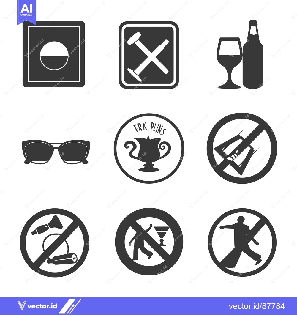 Premium Vector dari Nine Black and White Prohibition Icons on White Background
