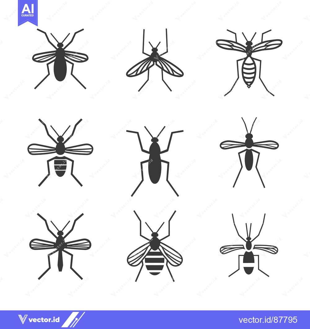Premium Vector dari Nine Black and White Silhouette Mosquito Icons