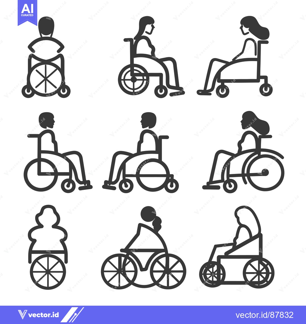 Premium Vector dari Nine Black and White Wheelchair Icons