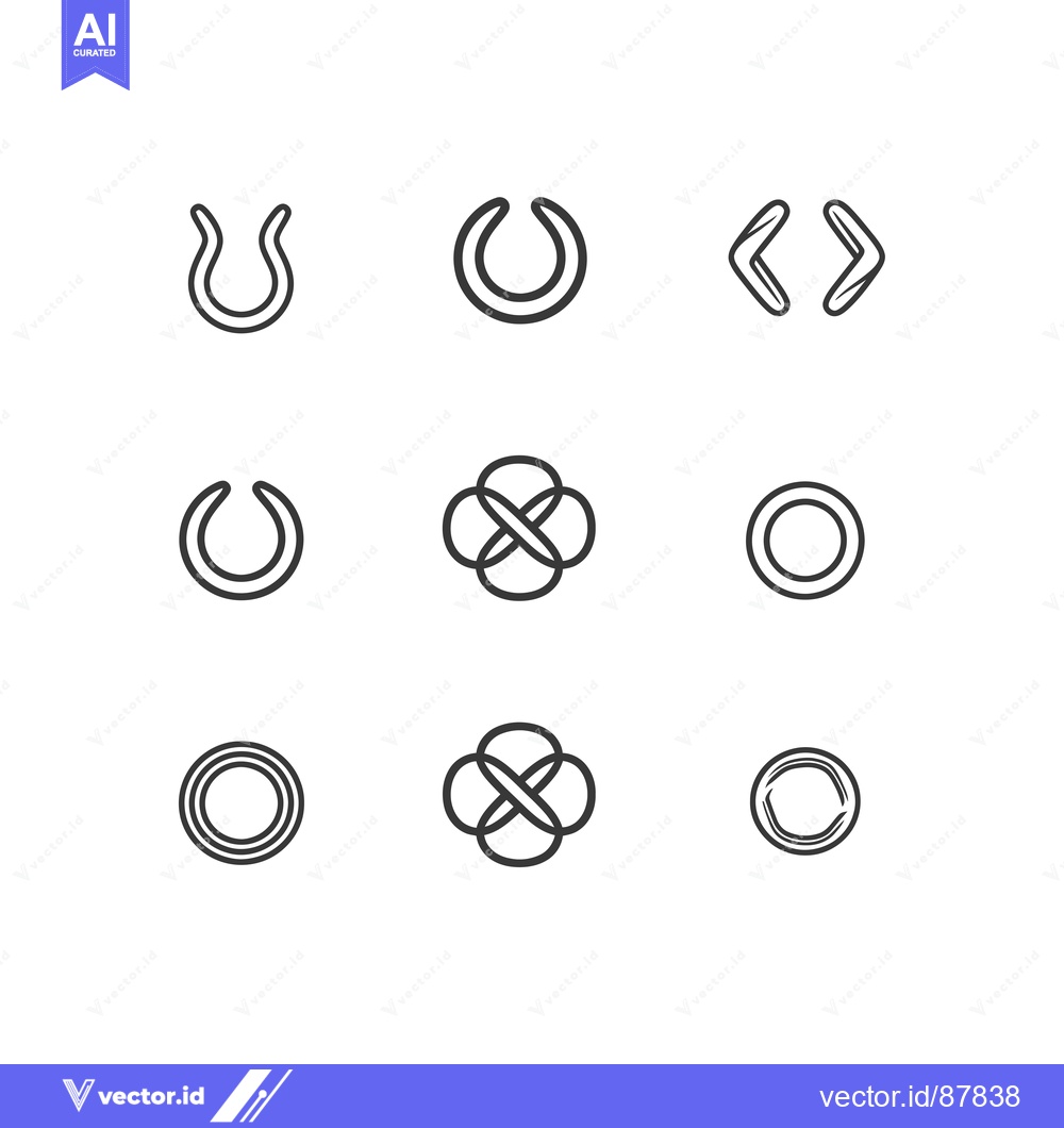 Premium Vector dari Nine Black Line Drawings of Geometric Shapes and Patterns